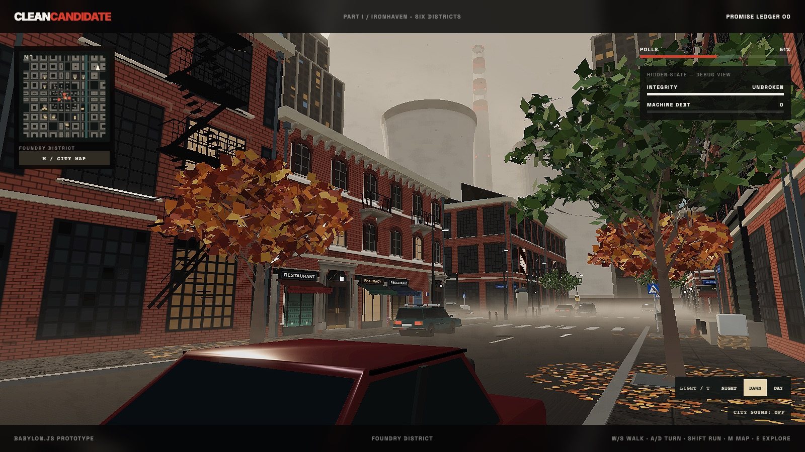 Clean Candidate, game screen: Foundry District