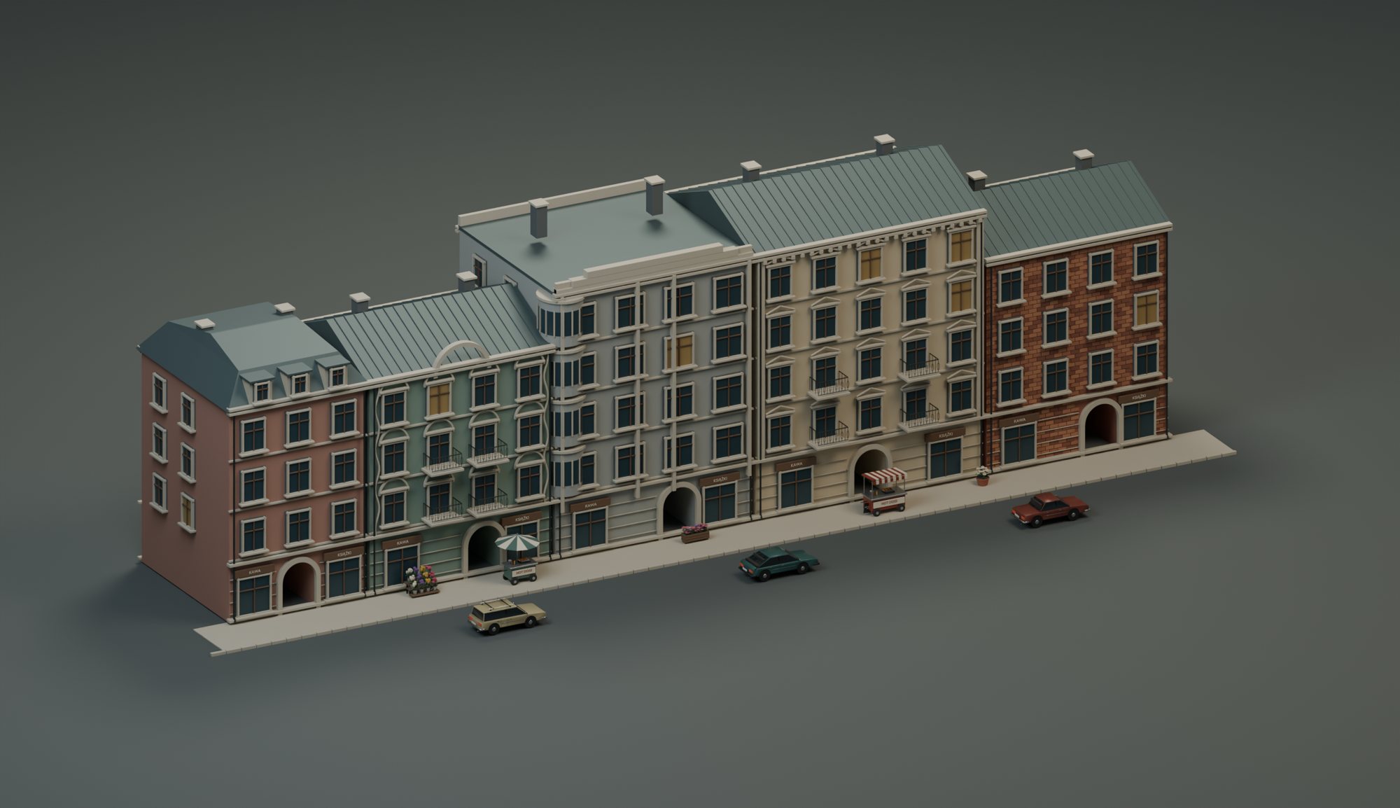 Clean Candidate, game screen: A street block, built in Blender