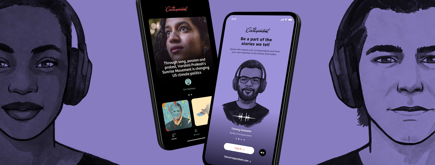 Official The Correspondent app-page header from the English-language platform's launch era.