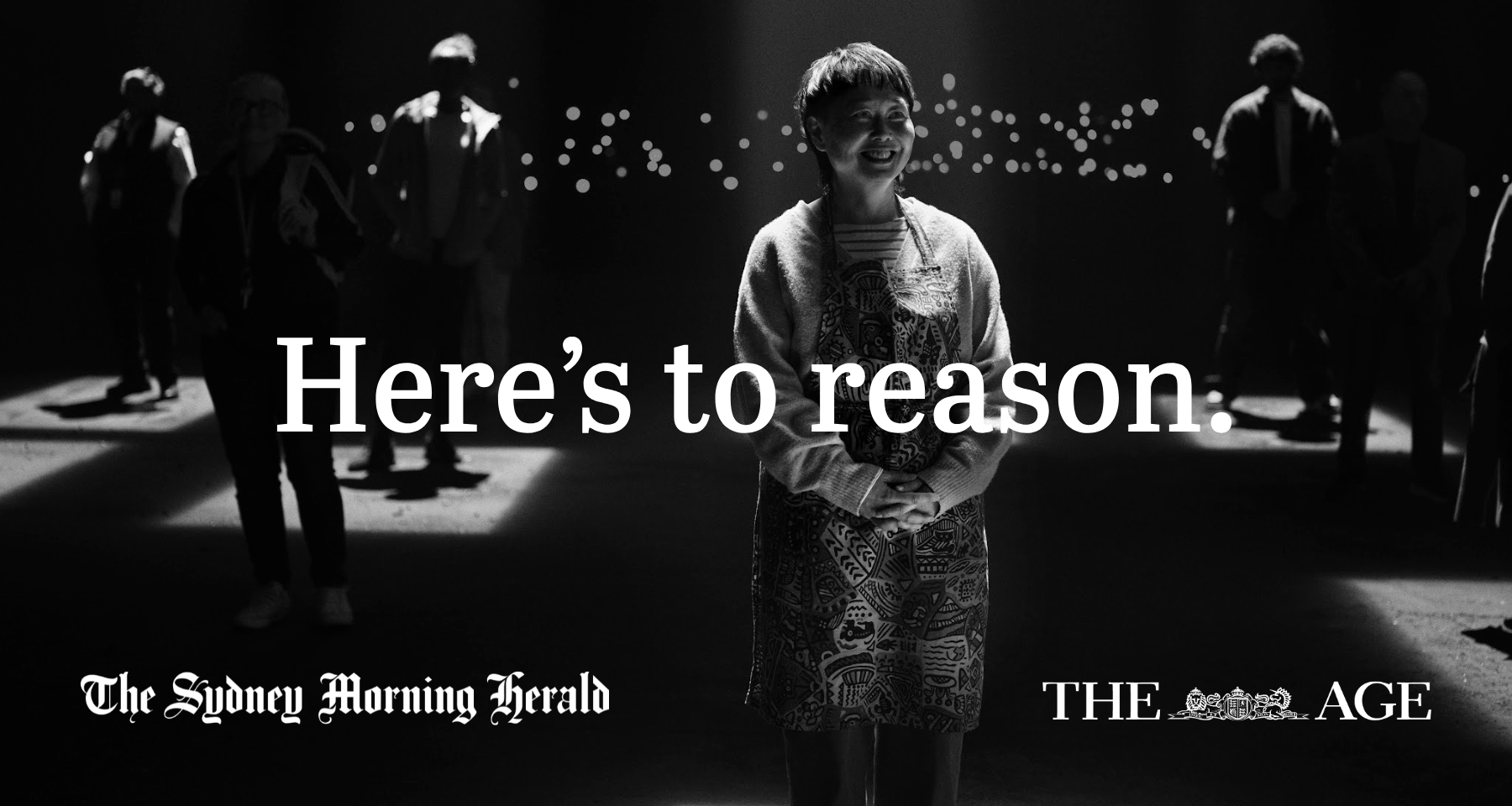 Visual from The Sydney Morning Herald and The Age *Here's To Reason* brand campaign.