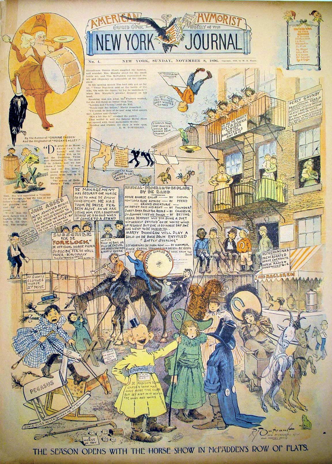 The Yellow Kid, Sunday cartoon by R.F. Outcault, 8 November 1896 — namesake of yellow journalism.