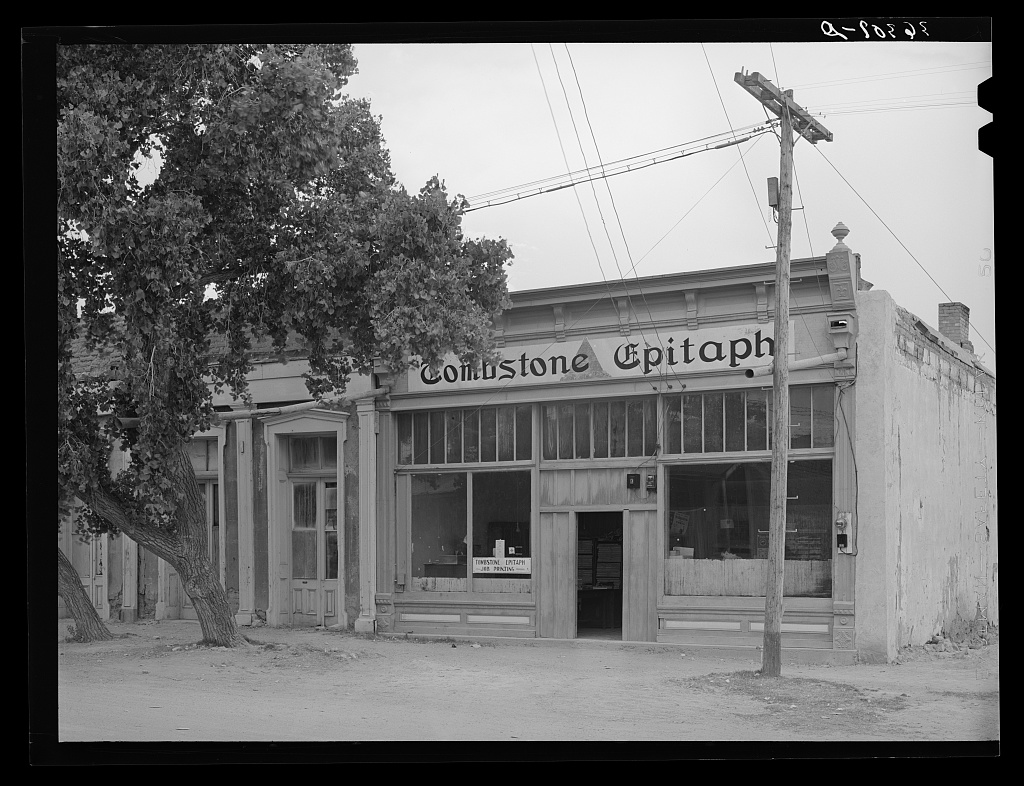 Interior of a newspaper office in Tombstone, Arizona.